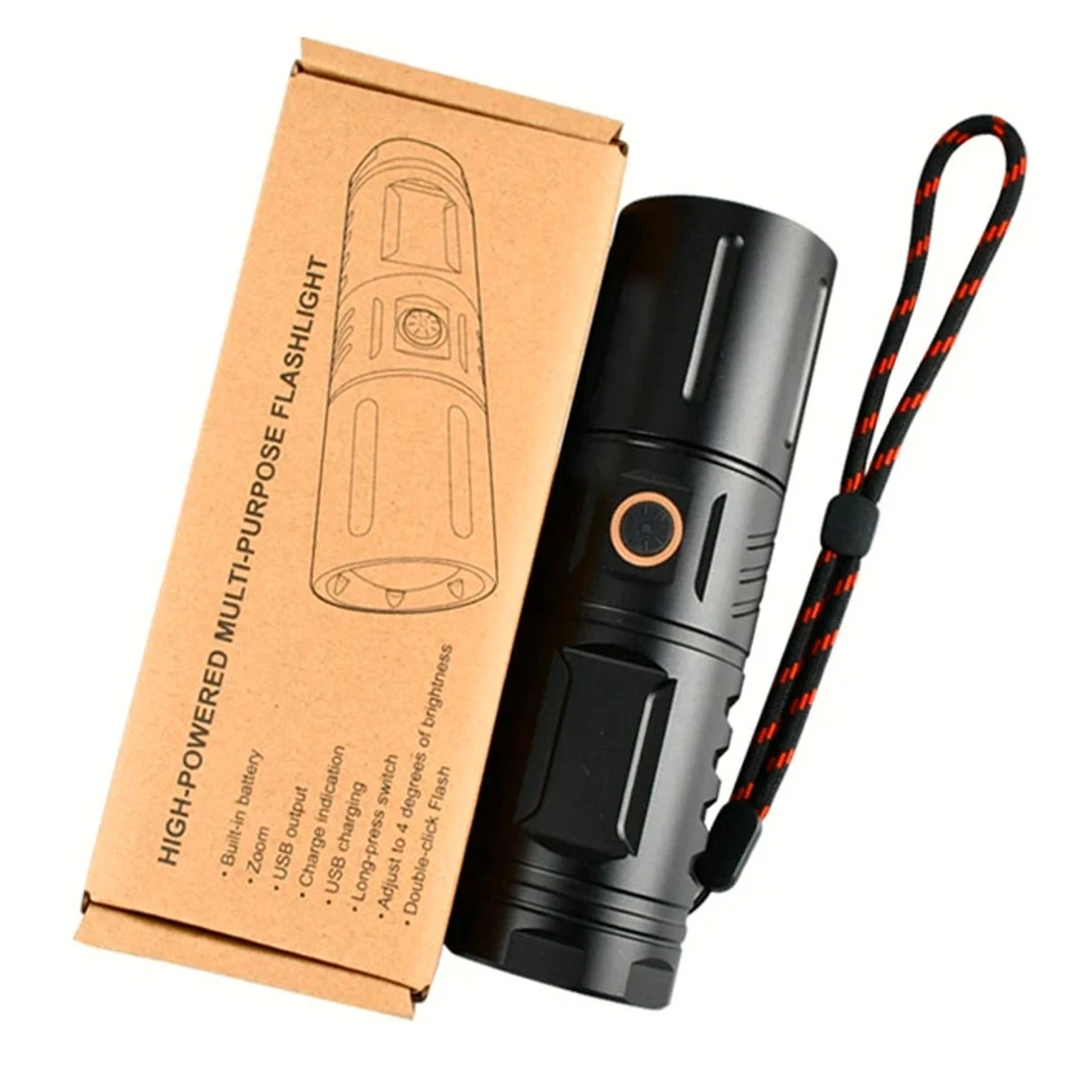 Powerful Digital Torch Zoom Light - Black